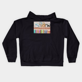 Cats on a bookcase Kids Hoodie